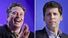 Elon Musk investerte tidlig i Open AI, som ledes av Sam Altman (t.h.). Men det skar seg – og nå har Musk startet utfordreren X AI.