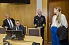 I rettssal 127 i Oslo tingrett torsdag morgen. Fra venstre: En «navnløs» representant, prosjektleder Tor Atle Syvertsen, og og etterretningssjef Nils Andreas Stensønes fra E-tjenesten, og advokat Kaija Bjelland fra Regjeringsadvokaten. Foto: Arash A. Nejad