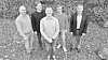 Gruppen bak Bifrost Communications, som utvikler transceivere til fiberoptiske kabler. Fra venstre: Morten Johansen, Bo Pedersen, Søren Niebuhr, Jesper Bevensee Jensen og Basil Garabet. Foto: Bifrost Communications. Foto: Bifrost Communications