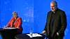 Under samtalen sa Erna Solberg seg langt på vei enig i Telia-direktør Stein-Erik Vellans påstand om at investeringene i offentlige IT-prosjekter ikke forvaltes riktig. Skjermbilde: IKT-Norges live-sending