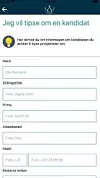 Skjermdum fra Tipoff-appen