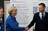 Helseminister Bent Høie besøkte i fjor Hemit-konferansen og hilste på prosjektleder Ellen Anette Hegstad I Helseplattformen. Foto: Helse Midt-Norge