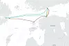 Dette er de fem kablene mellom Estland og Sverige/Finland som er ødelagt. I tillegg er en lokal kabel mellom Hiiumaa (den nordligste av de to øyene på kartet) og fastlandet skadd. Illustrasjon: Submarine Cable Map