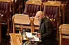 Geir Jørgensen (R) under den muntlig spørretimen på Stortinget. Han mener tilliten til Aker-konsernet er tynnslitt i Nord-Norge. Foto: Thomas Fure/NTB