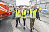 Bærekraftsrapporten til Nkom ble presentert på byggeplassen til datasenteret som Skygard bygger på Økern i Oslo. Fra venstre digitaliserings- og forvaltningsminister Karianne Tung, Skygard-sjef Elise Lindeberg og Nkom-direktør John-Eivind Velure.
