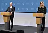 Forsvarsminister Odd Roger Enoksen og Justis- og beredskapsminister Emilie Enger Mehl innledet pressekonferansen. Foto: Torbjørn Kjosvold/Forsvaret