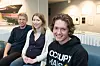 Ung algoritme-snekker: Cim Stordal (til h.) driver nybrottsarbeid innen maskinlæring, mener kollegene, løsningsdirektør Stein Danielsen og Rebecca Wiborg Seyfarth, data scientist i Cognite. Foto: Marius Jørgenrud
