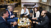 Inspirasjonstur i Silicon Valley: (Fra v.) Hans-Henrik Mercoll fra HP Enterprise i Norge (f.v), leder i Arbedierpartiet Jonas Gahr Støre sammen med gründerne Anders Mjåset, Aurora Berg og Erling Magnus Solheim på gründerfellesskapet Galvanize i San Francisco.