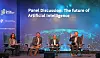 Fra paneldebatten om kunstig intelligens under Data Summit Dublin 2018. Fra venstre Julie Brill (Microsoft), Barry O'Sullivan (University of Cork), Corey Salsberg (Novartis) og ordstyrer Oisin Lunny (OpenMarket). Foto: Harald Brombach