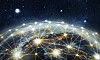 Planet covered by satellites in space background. Elements of this image furnished by NASA