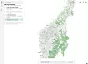 Skal du plukke blåbær nå bør du holde deg øst i landet, ifølge appen. Skjermbilde: Bær her